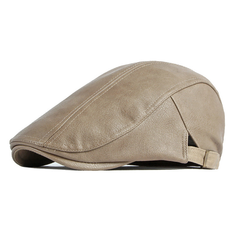 Heritage Leather Cap - Beige