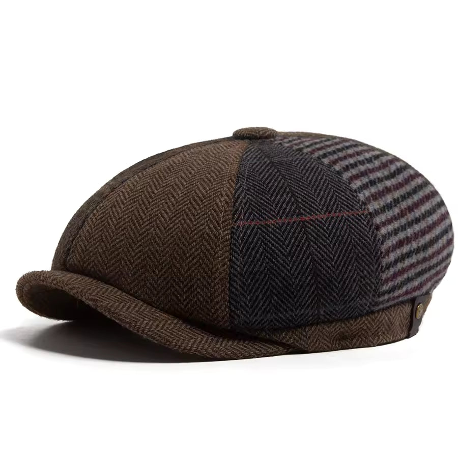 Wool Patchwork Cap - Tobacco Brown