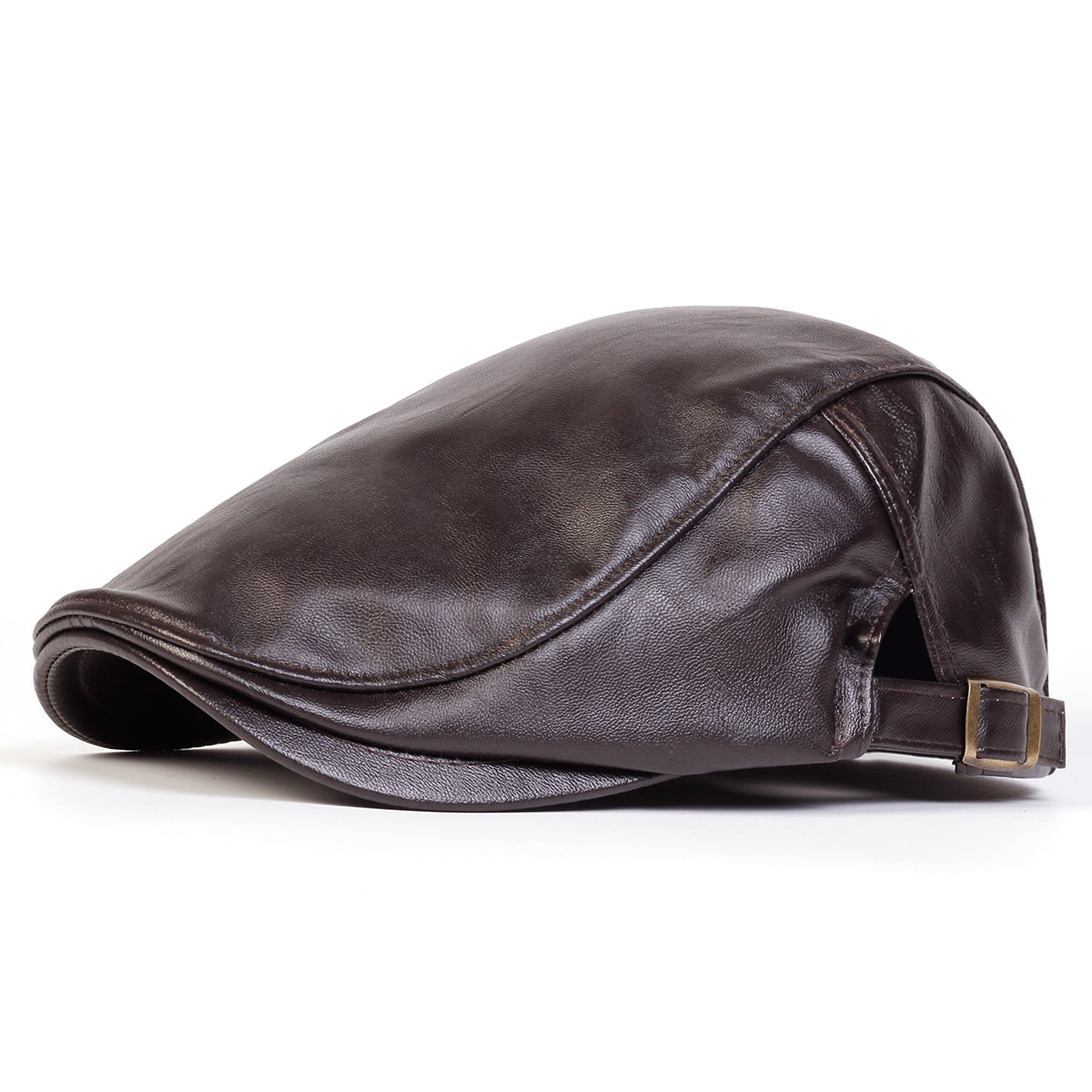 Leather Driver Cap - Tobacco Brown