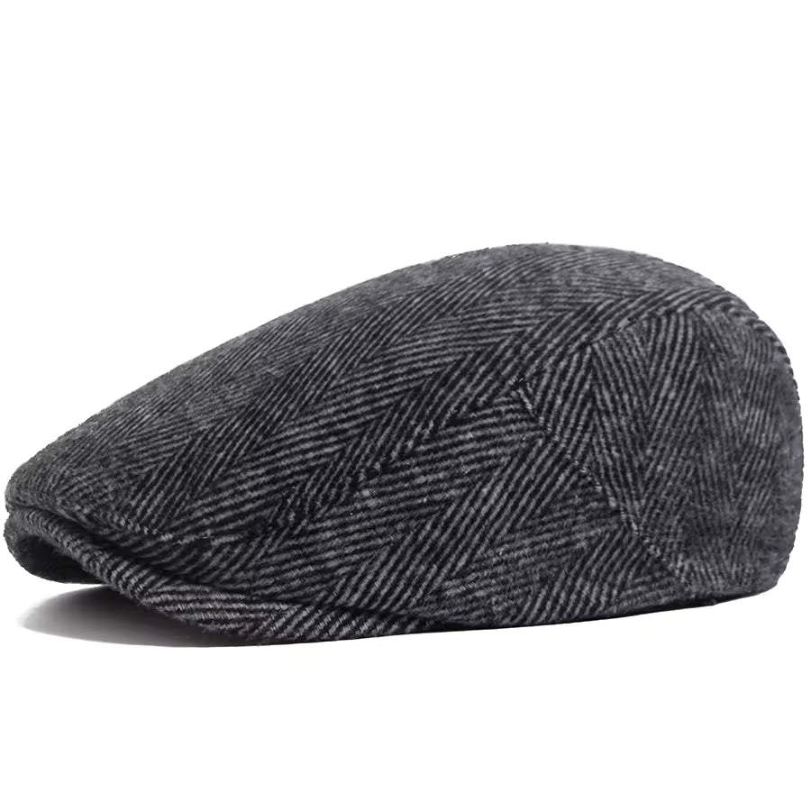 Herringbone Wool Cap - Graphite Grey