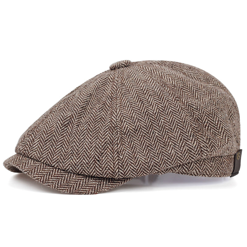 Herringbone Wool Cap - Tobacco Brown