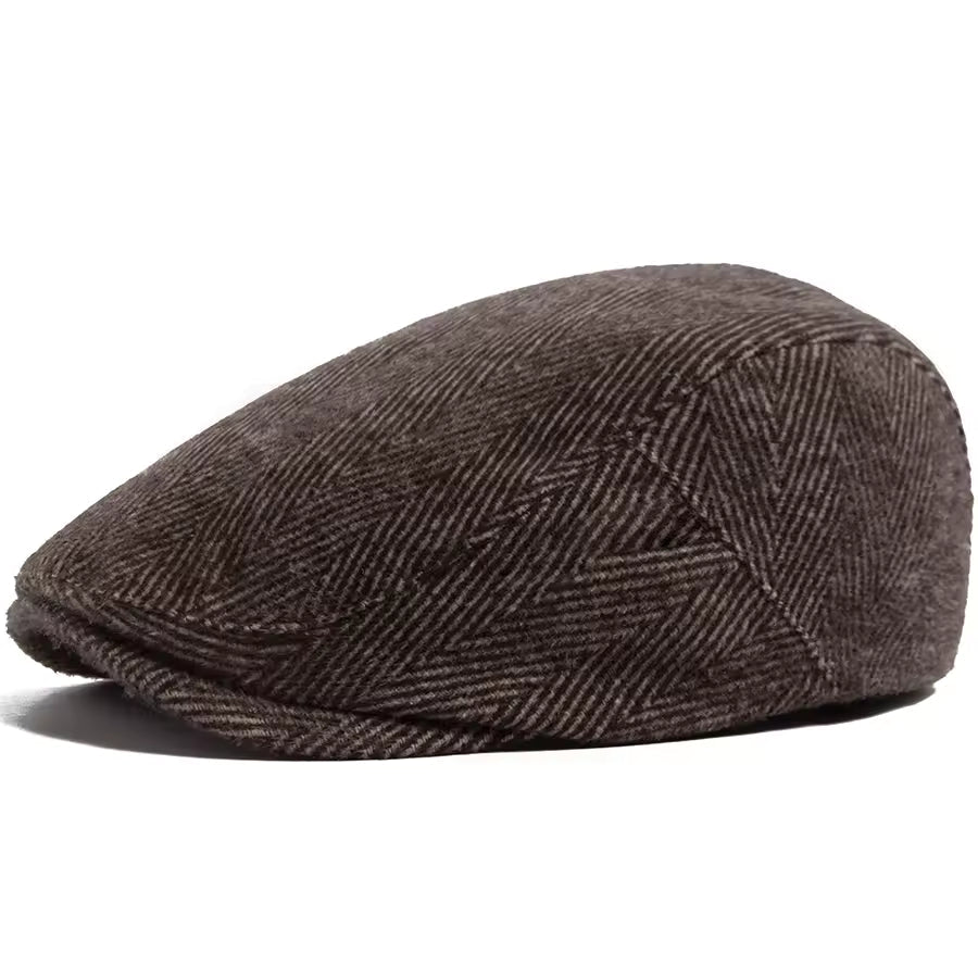 Herringbone Wool Cap - Tobacco Brown