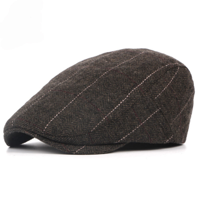 Pinstripe Herringbone Cap - Tobacco Brown