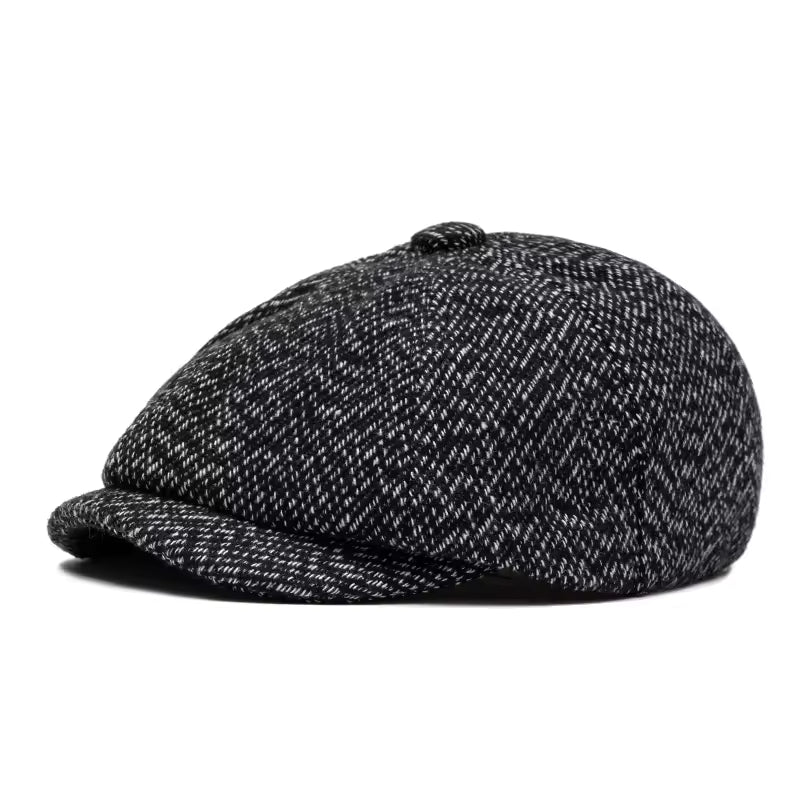 Tweed Newsboy Cap - Coal Black