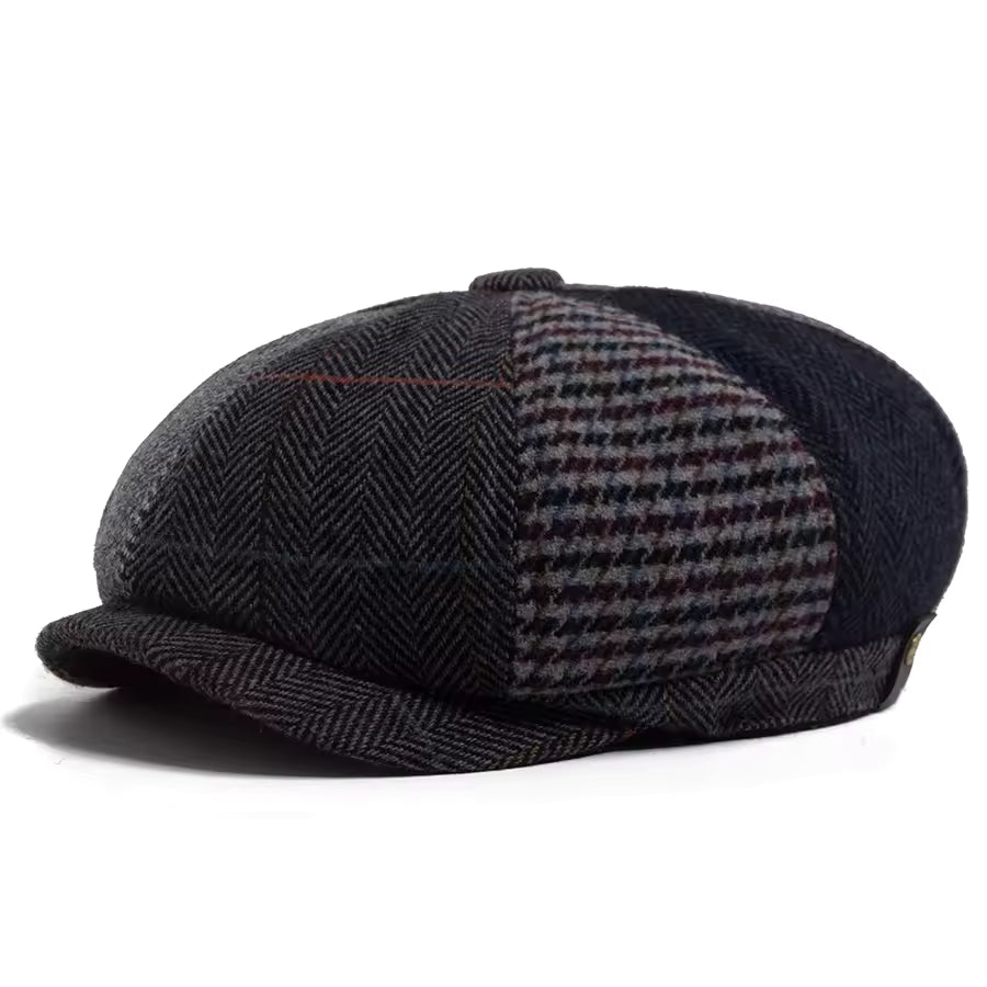 Wool Patchwork Cap - Coal Black
