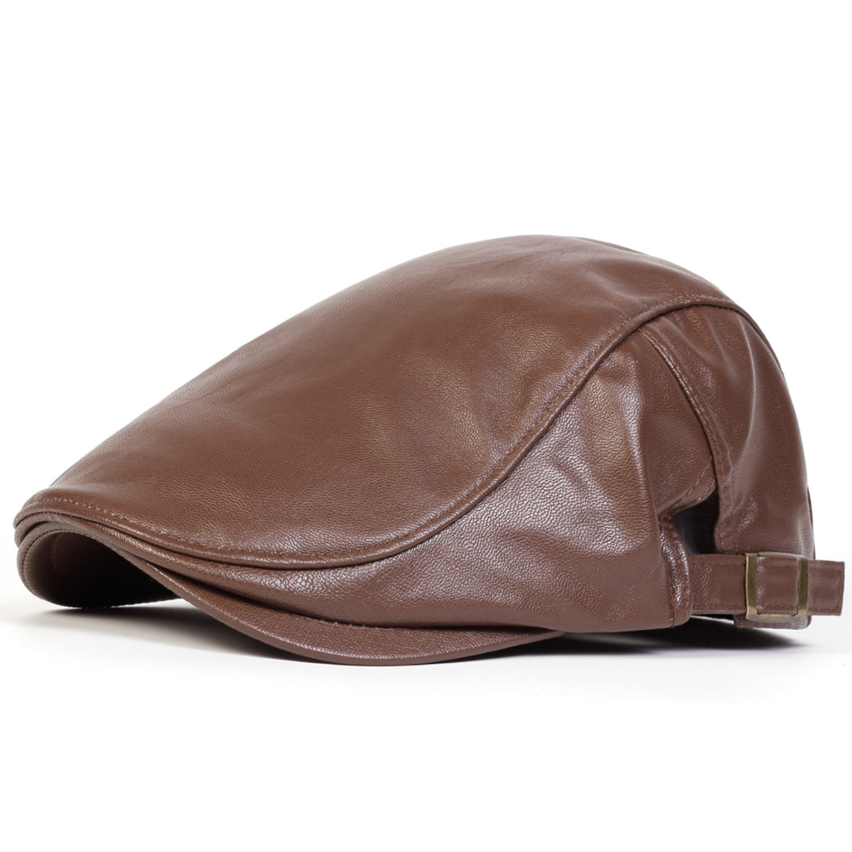Leather Driver Cap - Light Brown