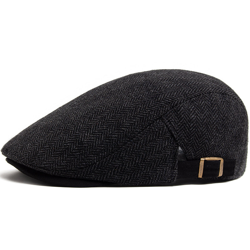 Herringbone Wool Driver Cap - Coal Black