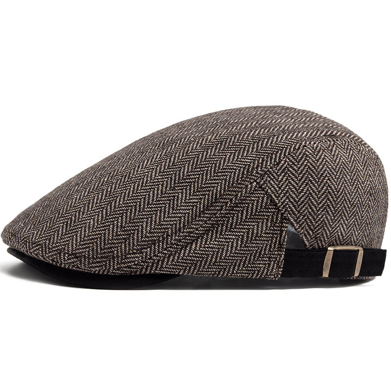 Herringbone Wool Driver Cap - Tobacco Brown