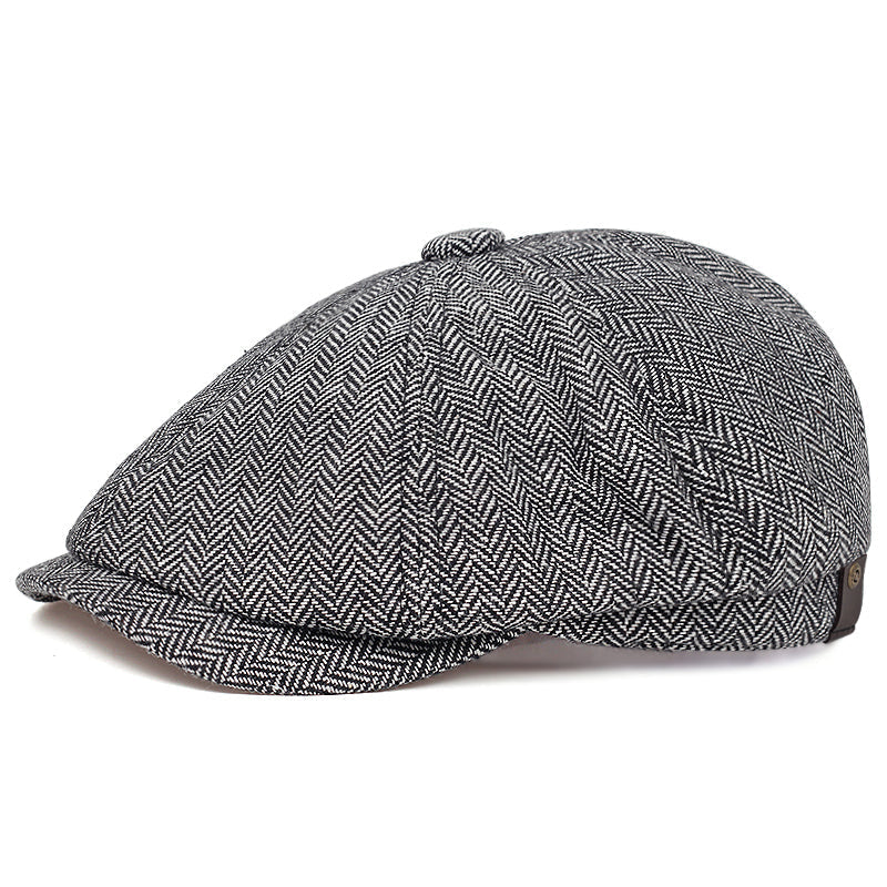 Herringbone Wool Cap - Ash Grey