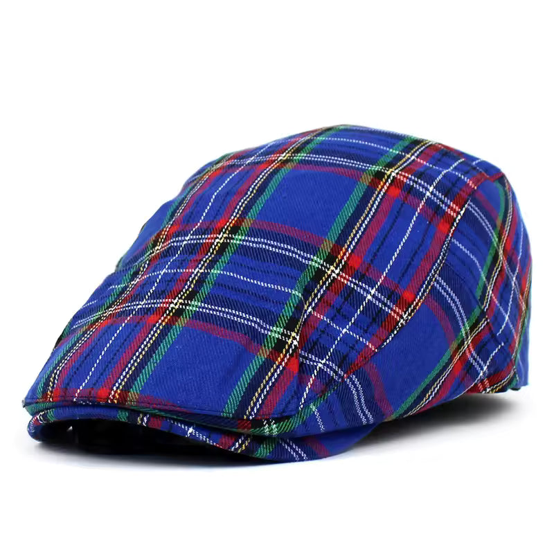 Festive Plaid Cap - Blue