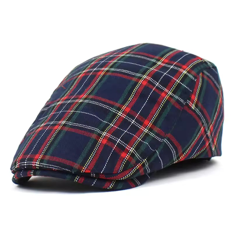 Festive Plaid Cap - Navy