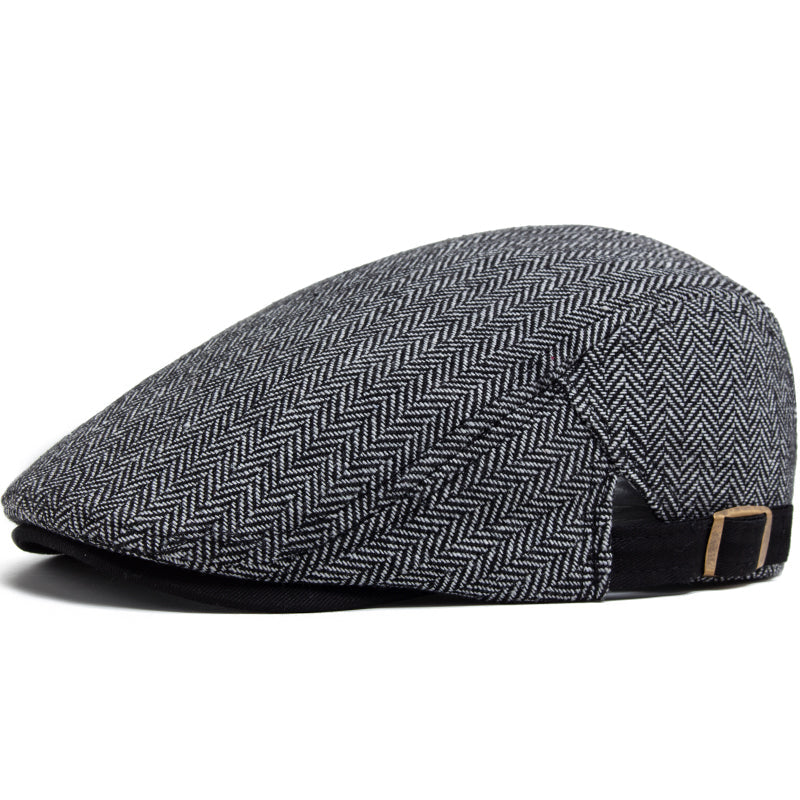Herringbone Wool Driver Cap - Ash Grey