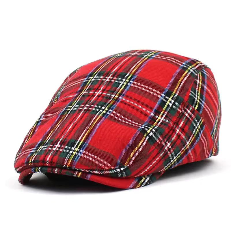 Festive Plaid Cap - Red